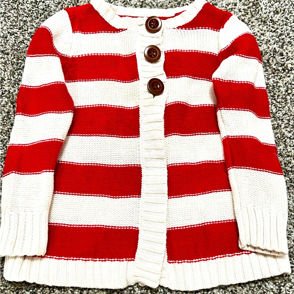 Red and white striped sweater